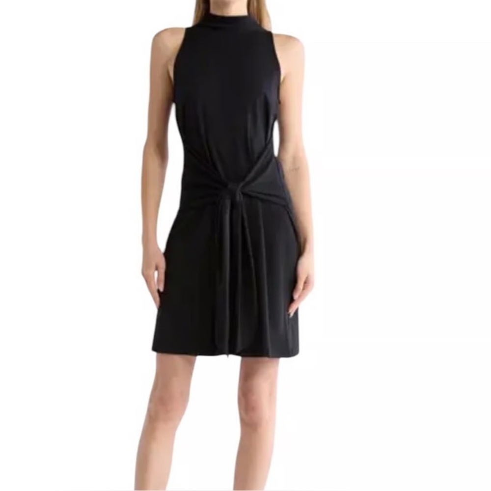 Vince Sleeveless Mock Neck Pima Cotton Knot Sheeth Dress Women’s Small NWOT